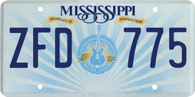 MS license plate ZFD775