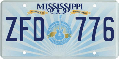 MS license plate ZFD776