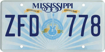 MS license plate ZFD778
