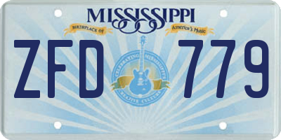 MS license plate ZFD779