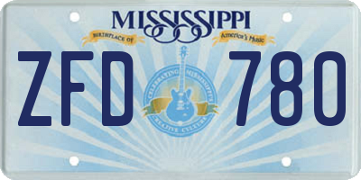 MS license plate ZFD780