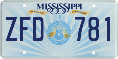 MS license plate ZFD781