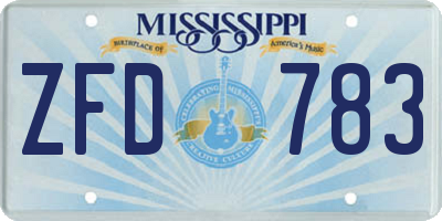 MS license plate ZFD783