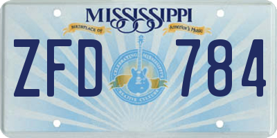 MS license plate ZFD784