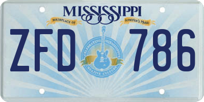 MS license plate ZFD786