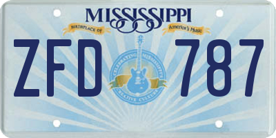 MS license plate ZFD787