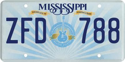 MS license plate ZFD788