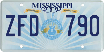 MS license plate ZFD790