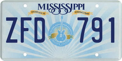 MS license plate ZFD791