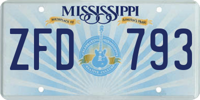MS license plate ZFD793