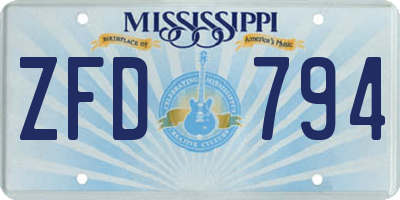 MS license plate ZFD794