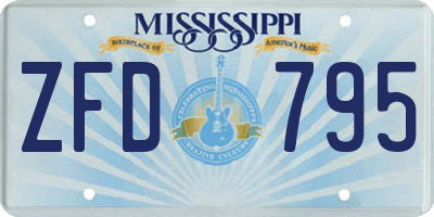 MS license plate ZFD795