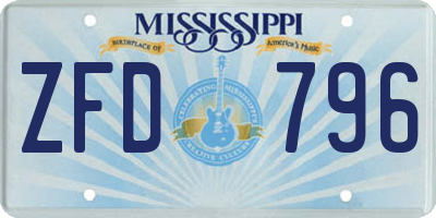 MS license plate ZFD796