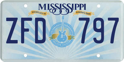 MS license plate ZFD797
