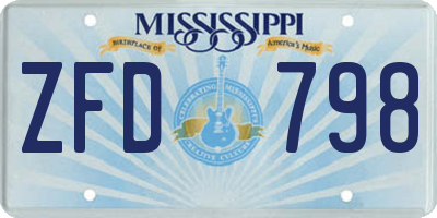 MS license plate ZFD798
