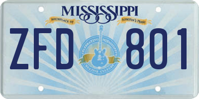 MS license plate ZFD801