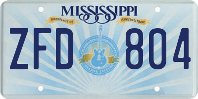 MS license plate ZFD804