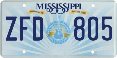 MS license plate ZFD805