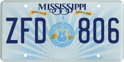 MS license plate ZFD806