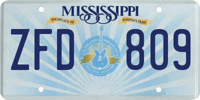 MS license plate ZFD809