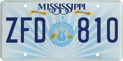 MS license plate ZFD810