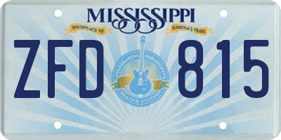 MS license plate ZFD815