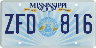 MS license plate ZFD816