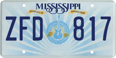 MS license plate ZFD817