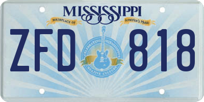 MS license plate ZFD818