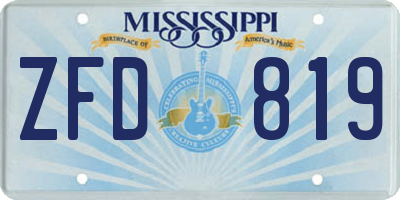 MS license plate ZFD819