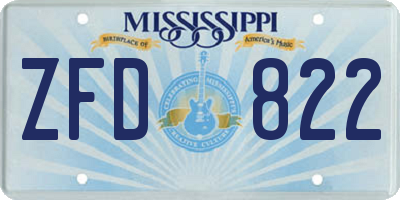 MS license plate ZFD822
