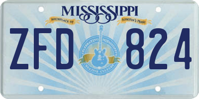 MS license plate ZFD824