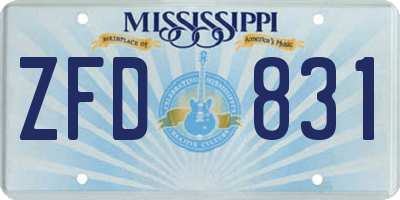 MS license plate ZFD831