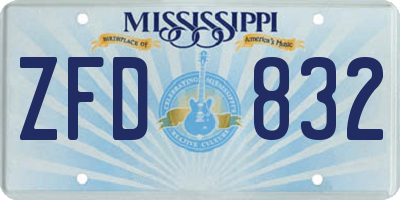 MS license plate ZFD832