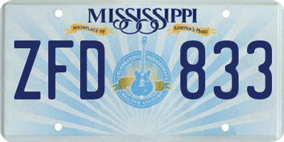 MS license plate ZFD833