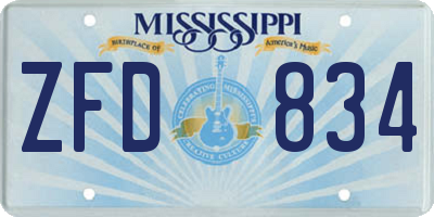 MS license plate ZFD834