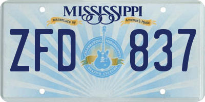 MS license plate ZFD837