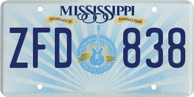 MS license plate ZFD838
