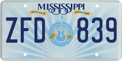 MS license plate ZFD839