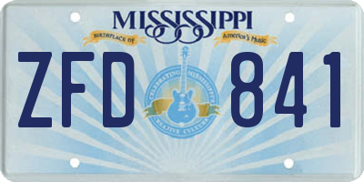 MS license plate ZFD841