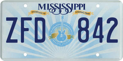 MS license plate ZFD842