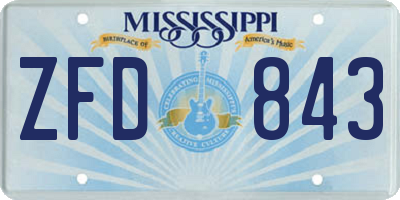 MS license plate ZFD843