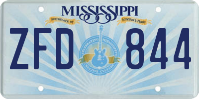 MS license plate ZFD844