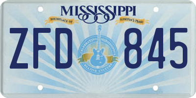 MS license plate ZFD845