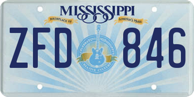 MS license plate ZFD846