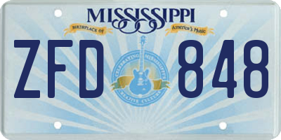 MS license plate ZFD848