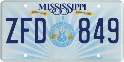 MS license plate ZFD849