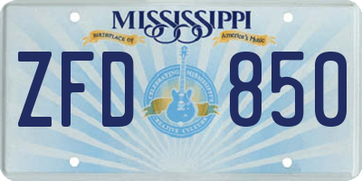 MS license plate ZFD850