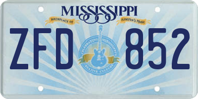 MS license plate ZFD852