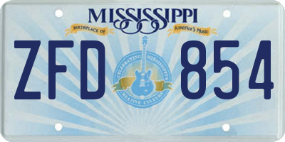 MS license plate ZFD854